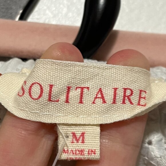 Solitaire Womens Off Shoulder Peasant Blouse Size M Ivory Floral Ruffle Bohemian - Picture 5 of 7